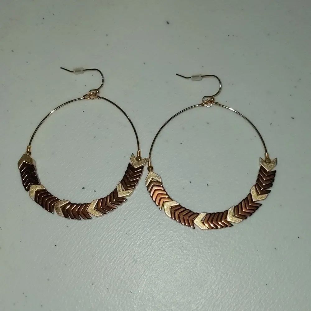 Gold and Copper Earrings 